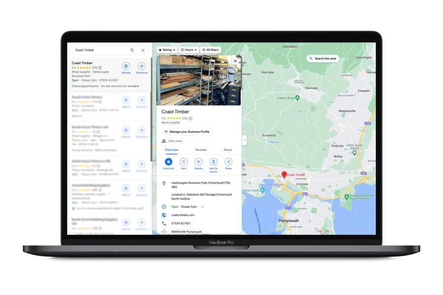 Google Maps listing case study for Coast Timber