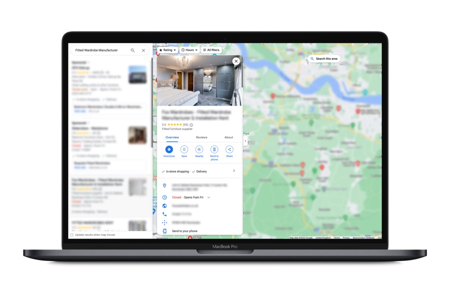 Google Maps listing case study for a fitted wardrobe manufacturer