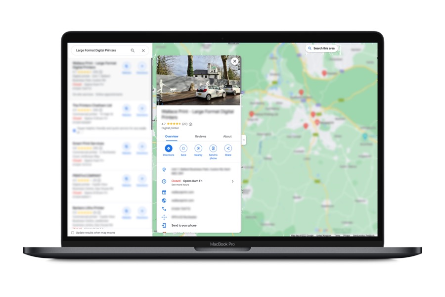 Google Maps listing case study for large format printers