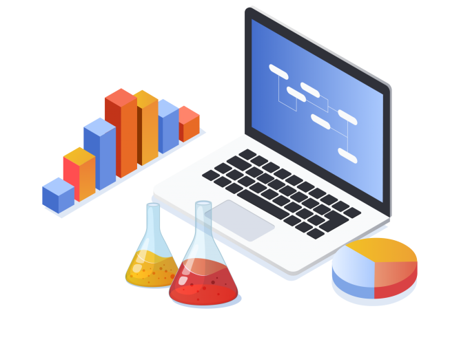 Case studies isometric illustration for local SEO work